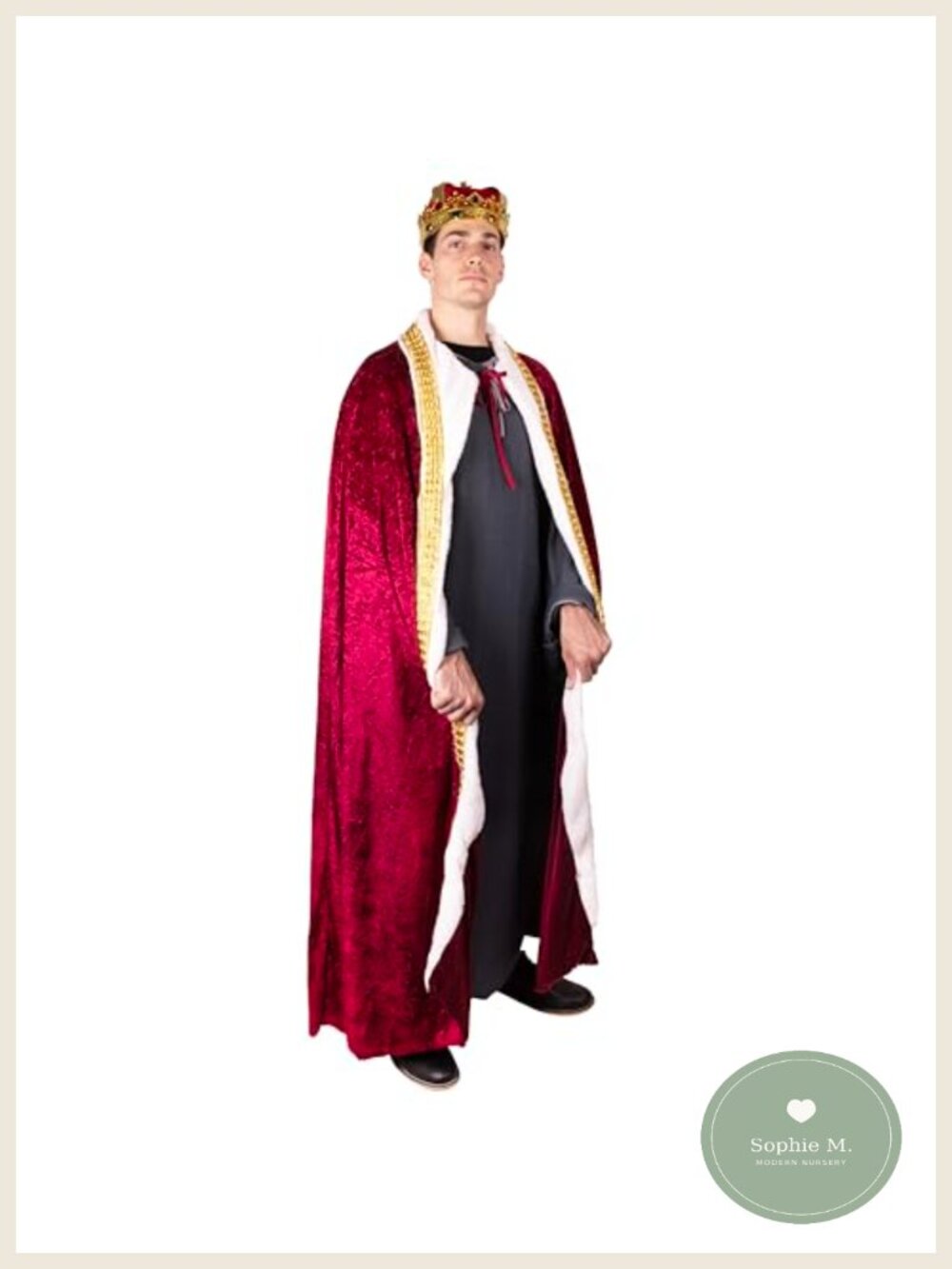 Velvet King Costume Robe Full-Length Medieval Cosplay Cape